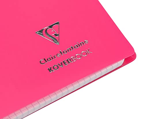Clairefontaine 366623C - Spiralheft Koverbook NEON Umschlag aus PP blickdicht 14,8x21cm 80 Blatt kariert, 1 Stück, farbig sortiert in Neonfarben