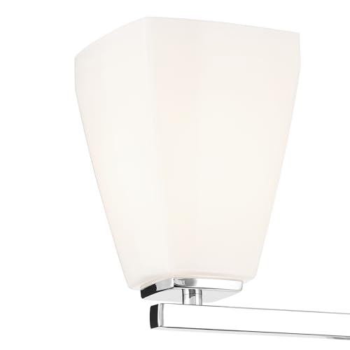 Image of Kichler Marant 21.25 inch 3-Light Bathroom Vanity Light Fixture with Opal Glass in Chrome, Modern Wall Mount Over Mirror for Powder Room (21.25 inch W x 9.5 inch H), 55216CH