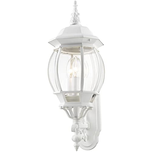 Image of Livex Lighting 7524-13 7524-03 Outdoor Wall Lantern, White, 8.25 x 22 | Dimensions: 8.25 x 22