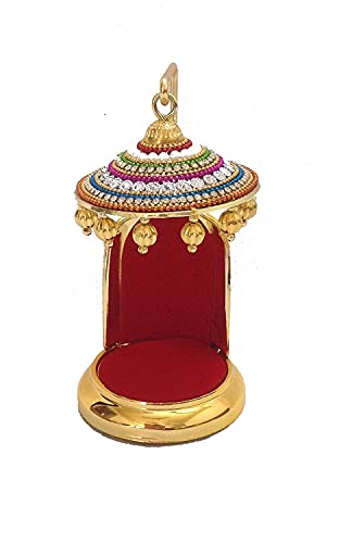 Image of Diamond Studded Metal Umbrella Chhatra for God Idol, Car Dashboard /Office Desk /Table /Home Decor Showpiece, Chatri Aasan for God Murti, Ideal Gift Item for Housewarming (No. 3)