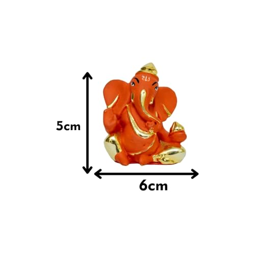 Image of Gold Plated Topi Ganesha | Ganpati Idol for Car Dashboard, Office Desk, Work Desk & Home Temple | Divine Blessings |Prosperity & Protection| Height 2.3 Inch