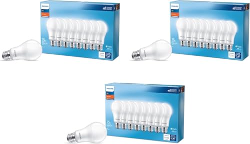 Image of PHILIPS LED 75W A19 24-Pack Basic Soft White (2700K) 1100 Lumen (12.2W = 75W) Frosted Flicker-Free Light Bulbs