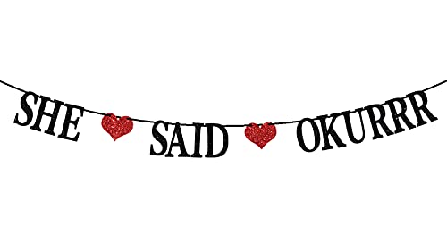 She Said Okurrr Banner-Bridal Shower Party Dekorationen Supplies - Verlobung / Junggesellenabschied Hintergrund Banner (schwarz und rot) Cover
