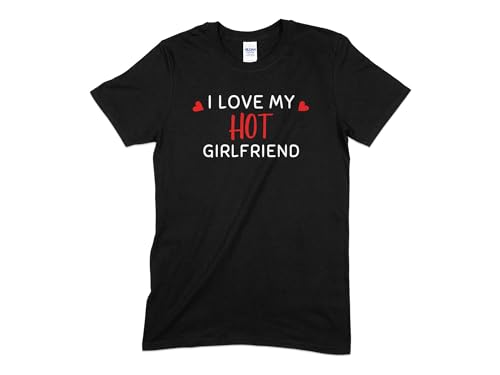Image of Men's Valentine's Day T-Shirt I Love My Hot Girlfriend Cute Couple Tee, Romantic Gift, Love Shirt for Him