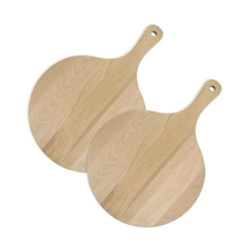 Fackelmann 9923950 Lot de 2 planches à pizza, planche en bois, planche à découper, planche ronde, 2 planches à découper bois, Bois, 30 cm, Marron 10