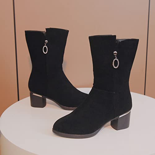 Bottines blanches femmes à talons carrés fermeture éclair - 4
