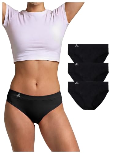 Image of Balanced Tech Women's 3 Pack Classic Seamless Hipster Brief Bikini Panties - Black - X-Small