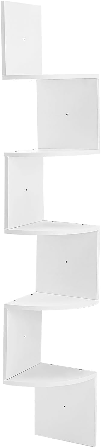 M.J COMFY-LIFE Corner Shelf 5 Tiers Floating Shelves Wall Mount Corner Shelves Wall Organizer for Bedrooms Kitchen Offices and Living Rooms