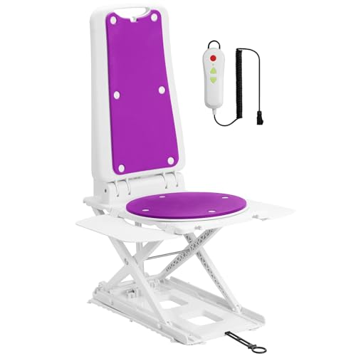 Electric Chair Lift for Senior, Remote Control Floor Lift with Padded Backseat, Bathtub Lift Elderly from Floor, Net Weight 24 LBS, Support Max 308 LBS, Safety and Waterproof Design, Include Charger