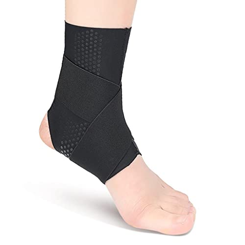 Ankle Support,Thin Sports Bandage Compression Ankle, Adjustable Brace Fixed Fitness Protective(Black,2root,S)