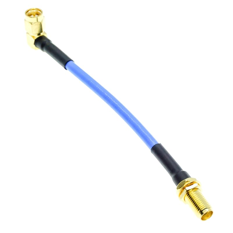 SMA Male Right Angle RA to SMA Female Bulkhead Connector RG405 .086" Semi Flexible Rigid Coaxial Cable Blue - (Color: 6M)