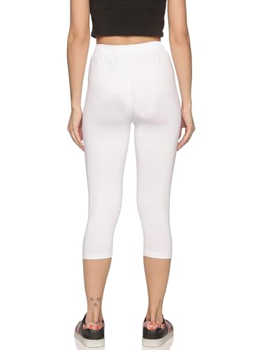 Image of OUTFLITS Women's Knee-Length Cotton Spandex Essential Capri Stretchy Leggings |Small - 2XL Adult |Yoga Leggings, Workout, Gym, Running 3 /4th Leggings for Women(OFLLC)