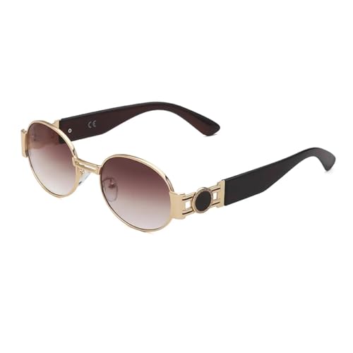 Lunettes de soleil rondes punk femme avec monture métallique fine et verres sombres