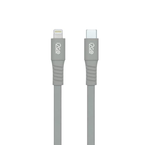 Cabo Lightning + USB-C 1,2M 3A Cinza - i2GO