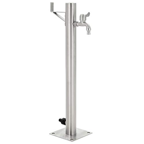 Preisvergleich Produktbild Tidyard Garten Wassersäule Edelstahl Bewässerung Zapfstelle Zapfsäule Gartenschlauch Spender 65 cm Rund
