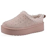 White Mountain Kids Girls' Lorenzo Rhinestoned Faux Fur Slipper Clog, Blush/Fabric, 4 M