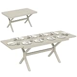 Outsunny Mesa de Jardín Extensible Rectangular 154/214x85 cm Gris Claro