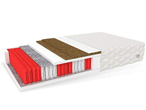 GRADO Multipocket-Taschenfederkernmatratze 7 Zonen mit Kokos- und Schafwolle-Füllung - Härtegrade H4/H5 - waschbarer Bezug Premium Jersey -