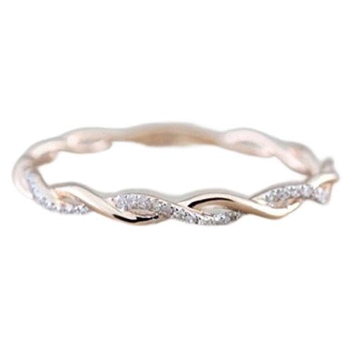 Promsup Women Fashion 14K Solid Rose Gold Stack Twisted Ring Wedding Party Women Jewelry (7)