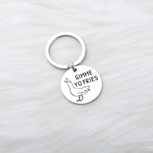 CENWA Funny Seagull Gift Gimme Yo Fries Keychain Nature Bird Jewelry4