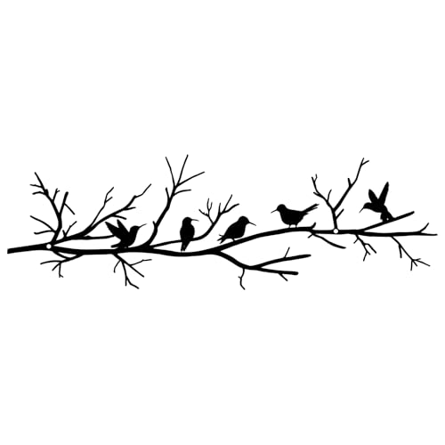 Resama Metal Birds Wall Art for Home Decor - Black Birds on Branch Silhouette Hanging Sculpture, Outdoor Hanging Wall Sculpture for Home Balcony Garden- Perfect Housewarming Gift
