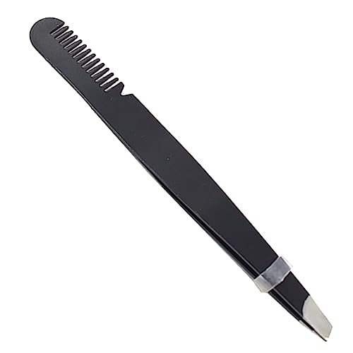 Eyebrow Tweezers with Comb, Safe Eyebrow Tweezers Smooth Ergonomic Portable for Women for Beauty Salon (Black)