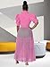 Ekaliy Women’s Sexy Blouses Tunic Short Ruffle Sleeve Button Down Shirt Sheer Mesh Maxi Dress with Belt Pink 2XL