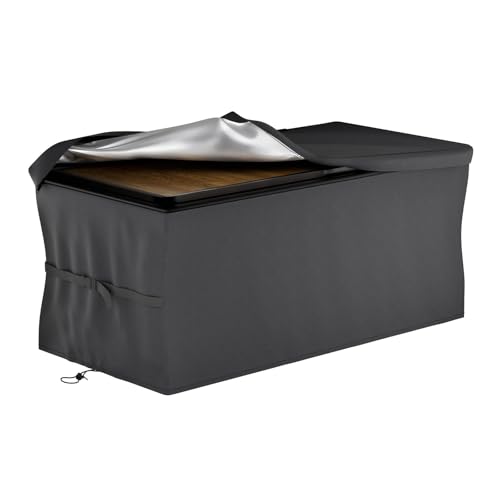 EVRBUL Upgraded Deck Box Cover 633028 Inch for 150-230 Gallon Outdoor Storage Container Heavy Duty 420D Cover with Durable Two-way Zipper Windproof Buckles and Drawstrings