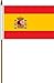 Spain Espana Small 4 X 6 Inch Mini Country Stick Flag Banner with 10 Inch Plastic Pole .. Great Quality Polyester ... New