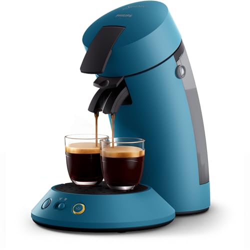 Philips Senseo Original Plus Kaffeepadsmaschine, Kaffeestärkeauswahl, Coffee Boost Technologie, Recycling-Kunststoff, Blau Pavone...