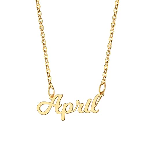 Ursteel April Necklace, Custom Name Necklace Personalized 14K Gold Plated ...