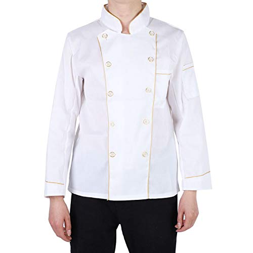Uniforme do chef, cintura confortável, uniforme para chef unissex, mangas compridas de algodão macio