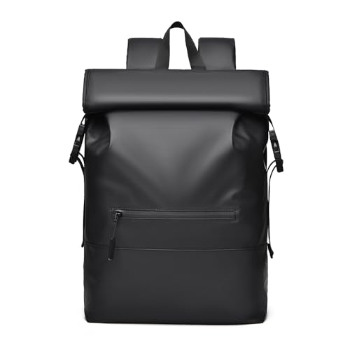 RJSHOP Mochila negra impermeable de 25 litros, mochila para laptop de 15 pulgadas, lisa, sin logotipo, muchos bolsillos, adolescentes, niños, hombres, mujeres, 17 x 13 x 6 pulgadas, para la