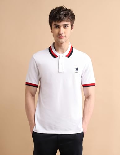 Image of U.S. Polo ASSN. Solid Slim Fit Polo T Shirts for Men - 100% Cotton, Half Sleeves Mens Tshirt