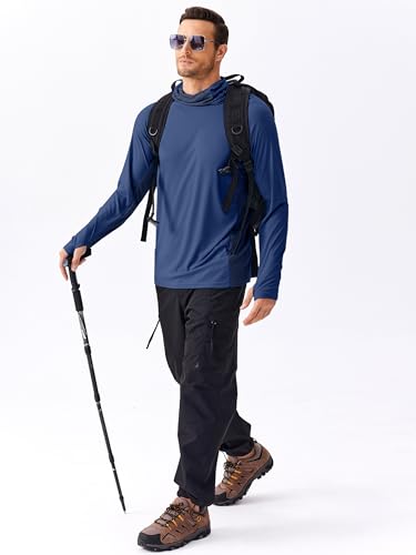 PINSPARK Men's Sun Protection Hoodie with Mask UPF 50+ UV Long Sleeve Shirt Men Rash Guard Performance Fishing Hiking Shirt4