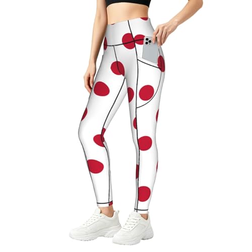 Leggings con bandera japonesa de mujer para fitness mallas deportivas con bolsillos