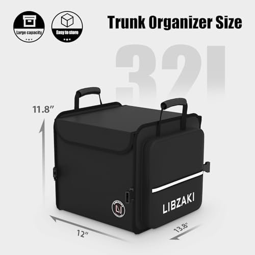 Image of LIBZAKI Car Trunk Storage Organizer, Collapsible Trunk Storage Box for Car Truck SUV-Black