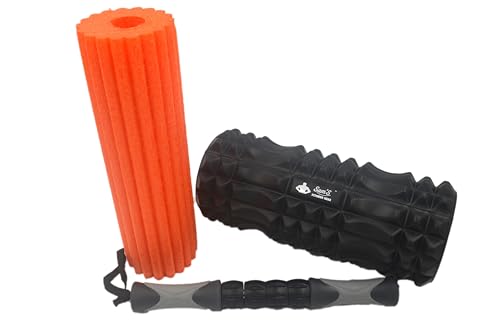 Image of Samson 3-in-1 Ribbed Foam Roller for Muscle Recovery, Yoga, Physiotherapy and Back Massage with Multi-Density Support