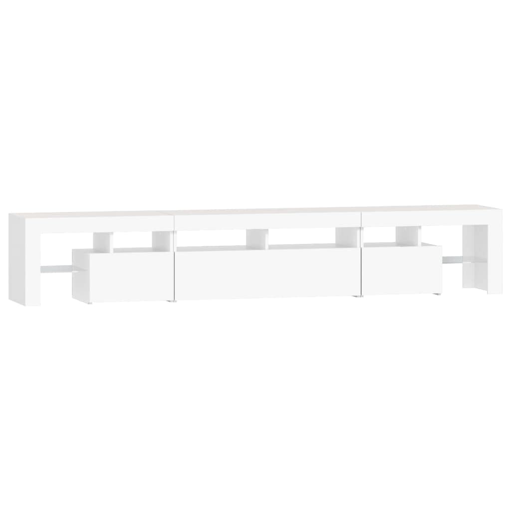Mobile Porta TV 230 cm con LED Mobile TV Soggiorno 230 cm Armadio per TV Armadietto e Ripiani -Bianco-230 cm