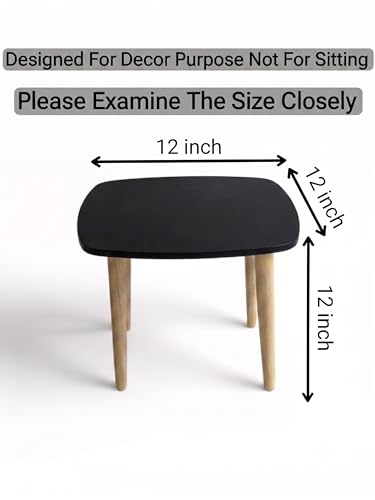 Image of Modern Square Side Table with 4 Wooden Legs, Minimalist End Table /Coffee Table for Living Room, Bedside Nightstand for Bedroom, Balcony & Small Spaces