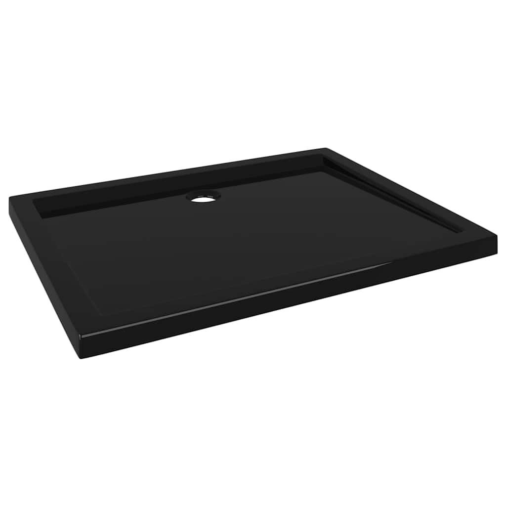 vidaXL Rectangular Shower Base Tray 70x90 cm, High Gloss ABS with Fibreglass Reinforcement, Low Threshold, Black, Stain and Scratch Resistant.