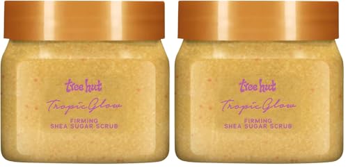 Image of Tree Hut Mini Tropic Glow Shea Sugar Scrub, Exfoliating & Hydrating Body Scrub with Shea Butter & Essential Oils, Smooth Skin, For All Skin Types, Vegan, Travel Size, 3.4 oz (Pack of 2)