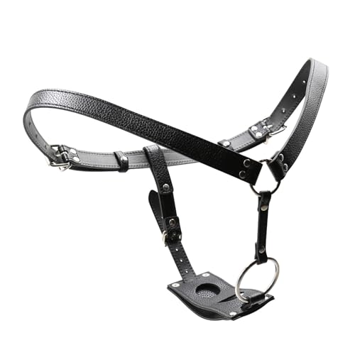Womens Adjustable Leather Chastity Belt Sexy Thong for Women Fetish Leather Gear Adult Play Leather Chastity Cage Belt for Couples Christmas Costume Party Bedroom Games Role-Play