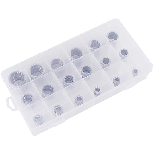 Image of 270pc Oil Drain Plug Crush Washer Assortment Kit 6-24mm Aluminum Universal | Gasket seal set 8mm 10mm 12mm 14mm 16mm 18mm 20mm 22mm sizes car truck motorcycle shop service box by AUTOMAJOR