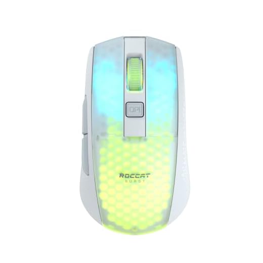 Roccat Burst Pro Air - leichte, symmetrische, kabellose, optische RGB-Gaming-Maus mit Optical Owl-Eye Sensor mit 19.000 DPI, optischen Tasten-Switches, Titan Mausrad, 81 Gramm Gewicht, weiß
