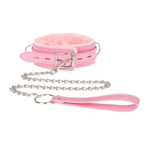 WOL VEE Collier en cuir pour femme, 4 couleurs, taille réglable B128 (Rose)