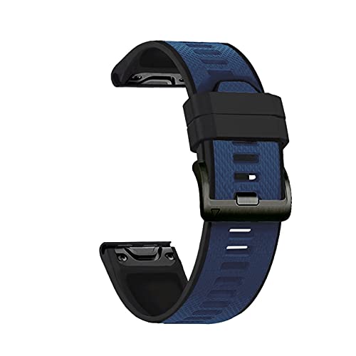 NASUNJIA 22 mm 26 mm Strap de banda de reloj de silicona compatible con Garmin Fenix ​​5 6 5x 6x 3 3 horas reloj inteligente Relojamiento rápido Pulsera de reemplazo Accesorios(Midnight Blue Black,22M
