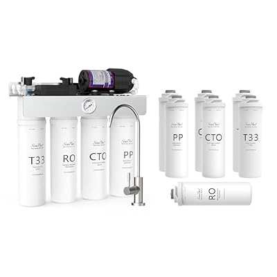 SimPure T1-400UV Reverse Osmosis System, Comes with Extra 7 Replacement Cartridges Filters (1-Year Replacement Filter Set)