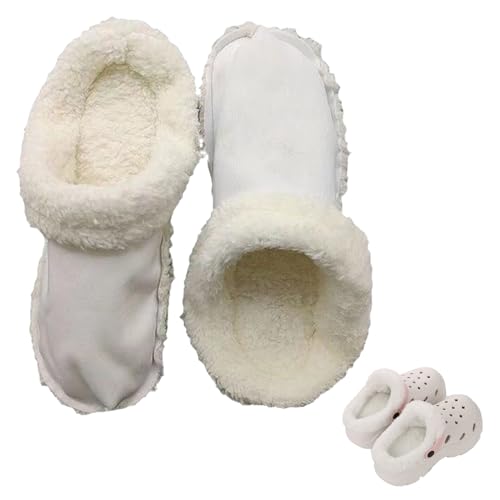 1 Pair Liners for Crocs Fluffy White Inserts Fuzzy Fleece Fur Lined Women Slippers Winter Warm Cozy Shoes Lining Insert Replacement Insoles Sock Womens Mens (38-39 Size)