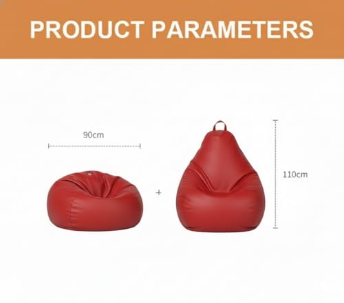 Image of 4XL Leatherette Bean Bag Chair with Footrest & Cushion with Beans Filled (Ready to Use) Color- (Red, Bean Bag Only)